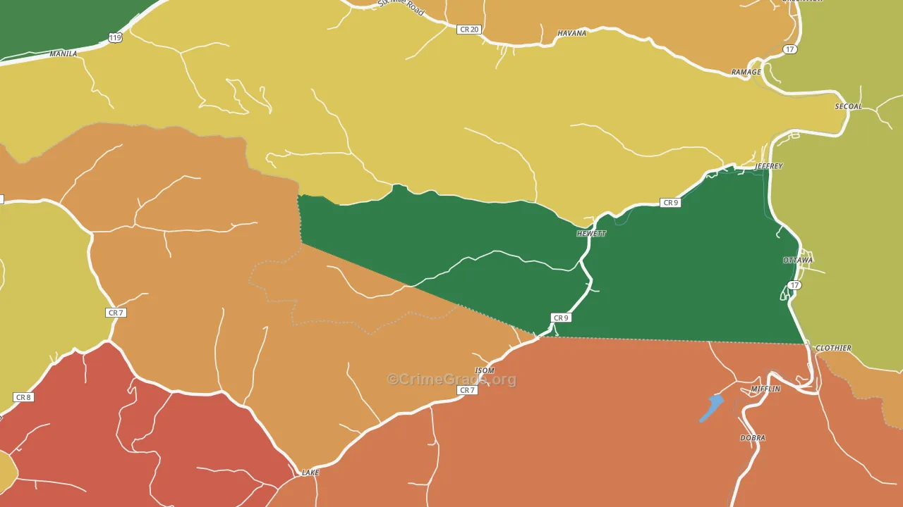 Hewett, WV Map of Assault Rates