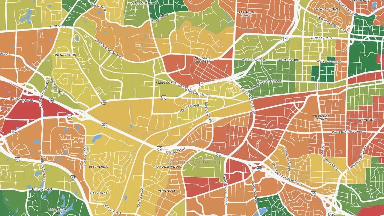 Hewitt Area, Greensboro, NC Map of Assault Rates