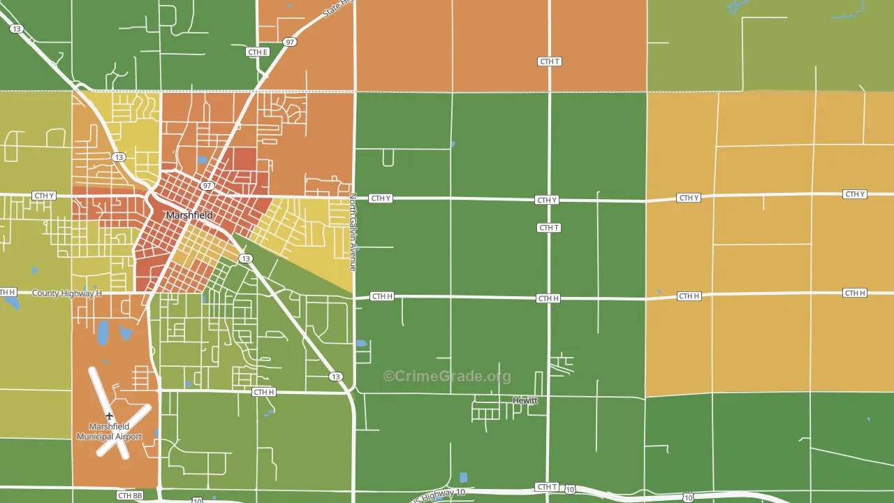 Hewitt, WI Map of Assault Rates