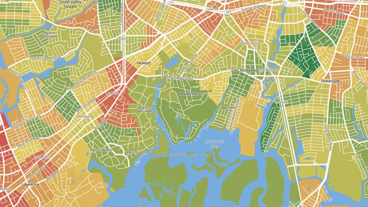 Hewlett Harbor, NY Map of Assault Rates