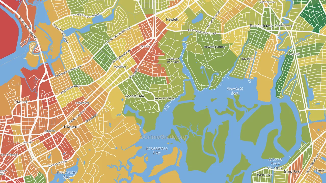 Hewlett Neck, NY Map of Assault Rates