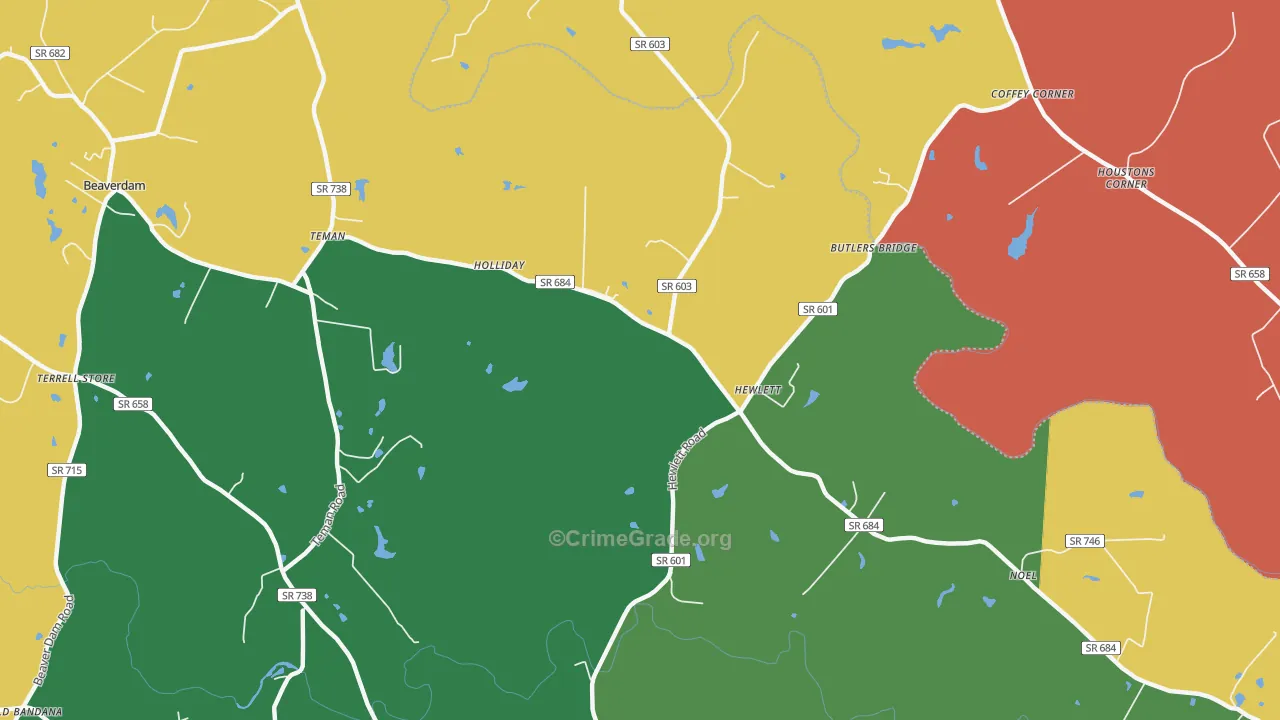 Hewlett, VA Map of Assault Rates