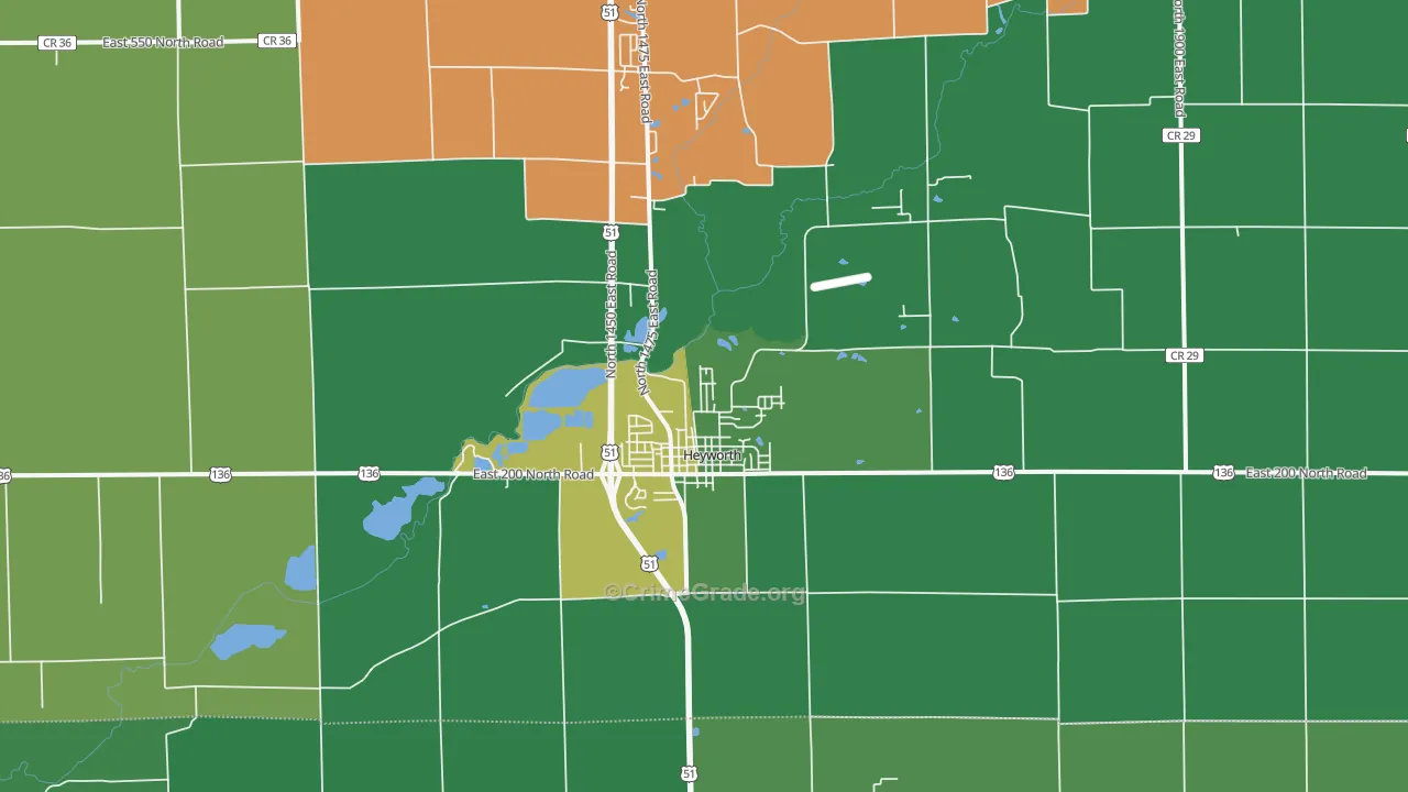 Heyworth, IL Map of Assault Rates