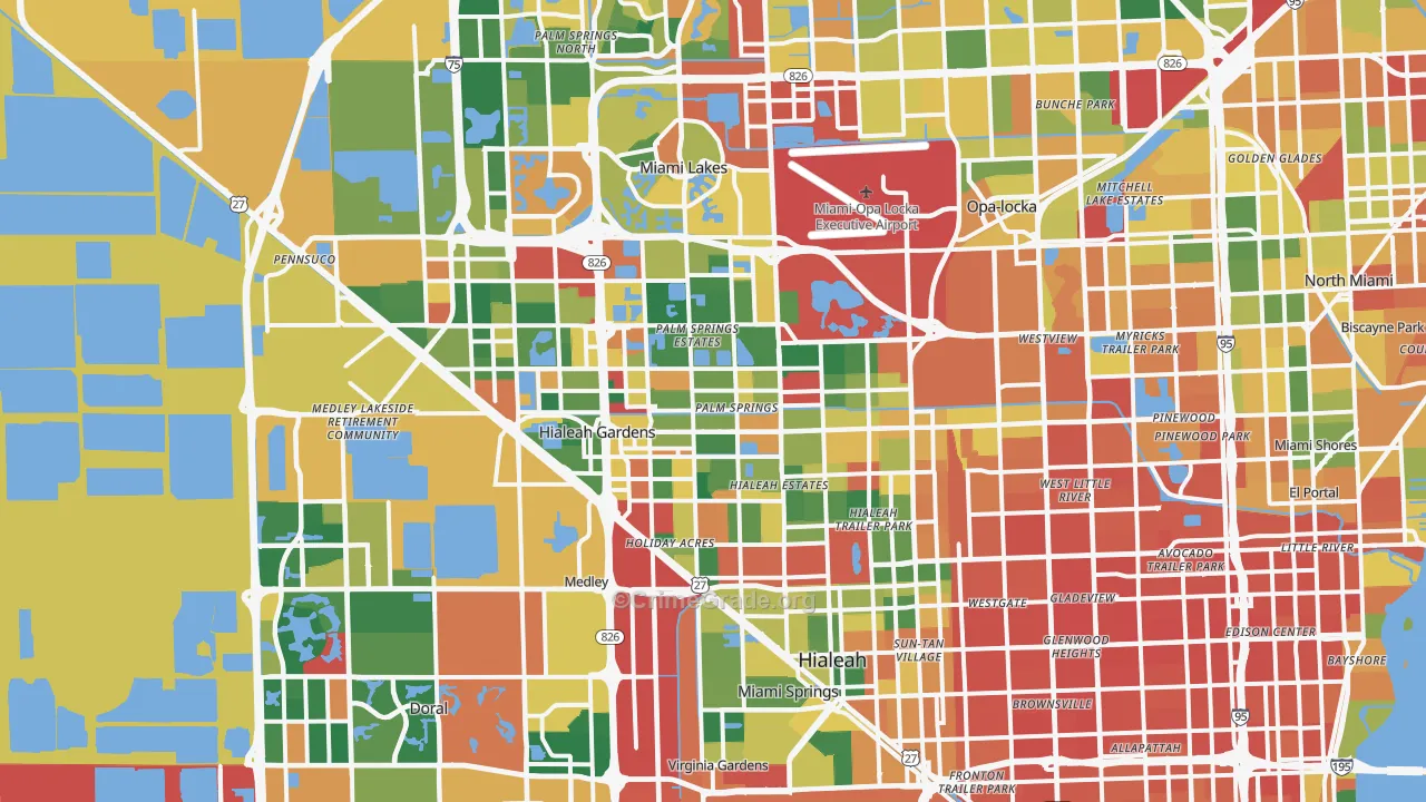 Hialeah, FL Map of Assault Rates