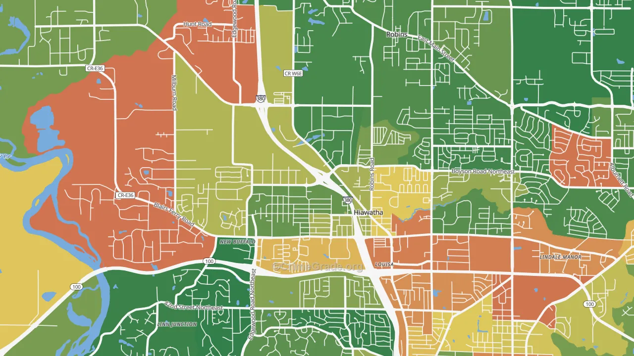 Hiawatha, IA Map of Assault Rates