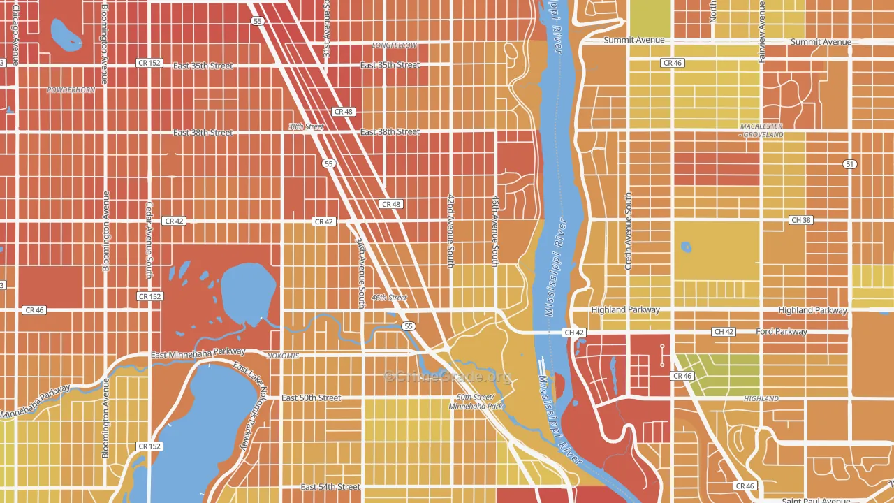 Hiawatha, Minneapolis, MN Map of Assault Rates