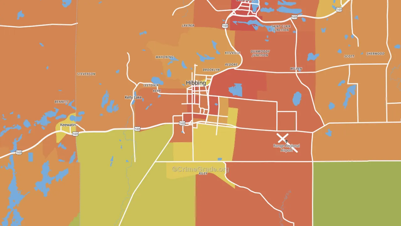 Hibbing, MN Map of Assault Rates