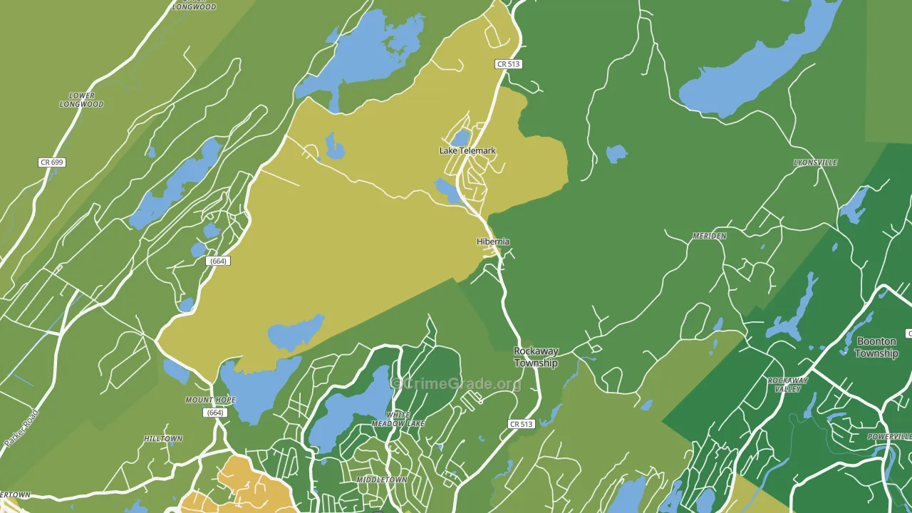 Hibernia, NJ Map of Assault Rates