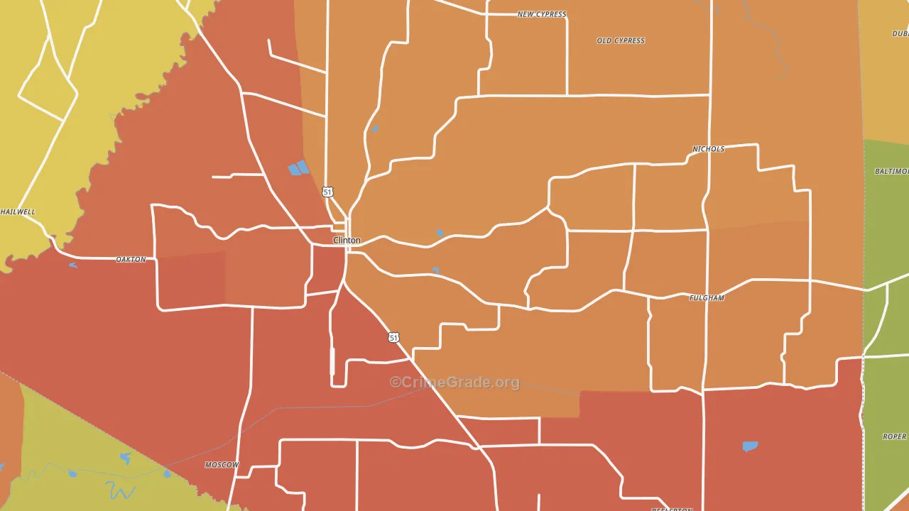 Hickman County, KY Map of Assault Rates