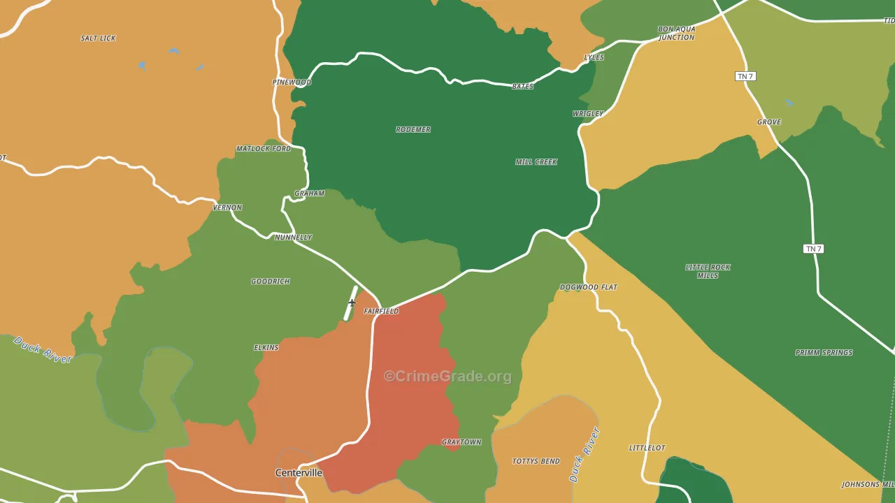 Hickman County, TN Map of Assault Rates