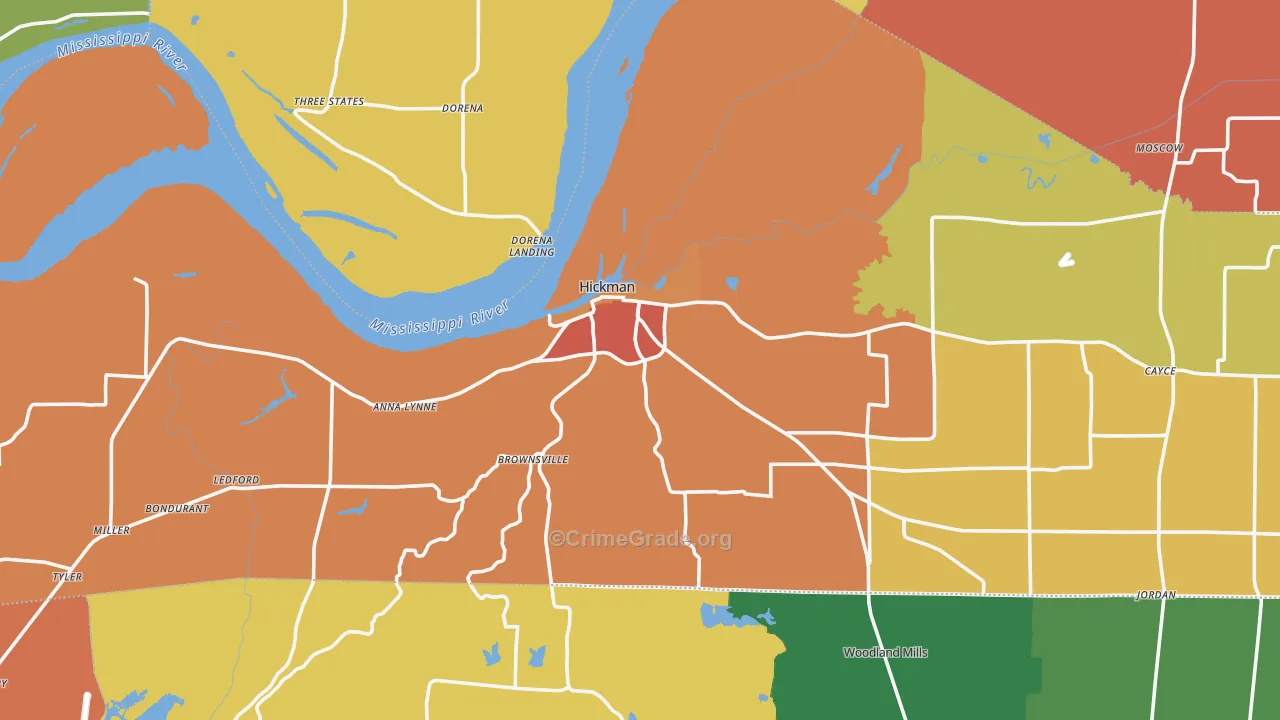 Hickman, KY Map of Assault Rates