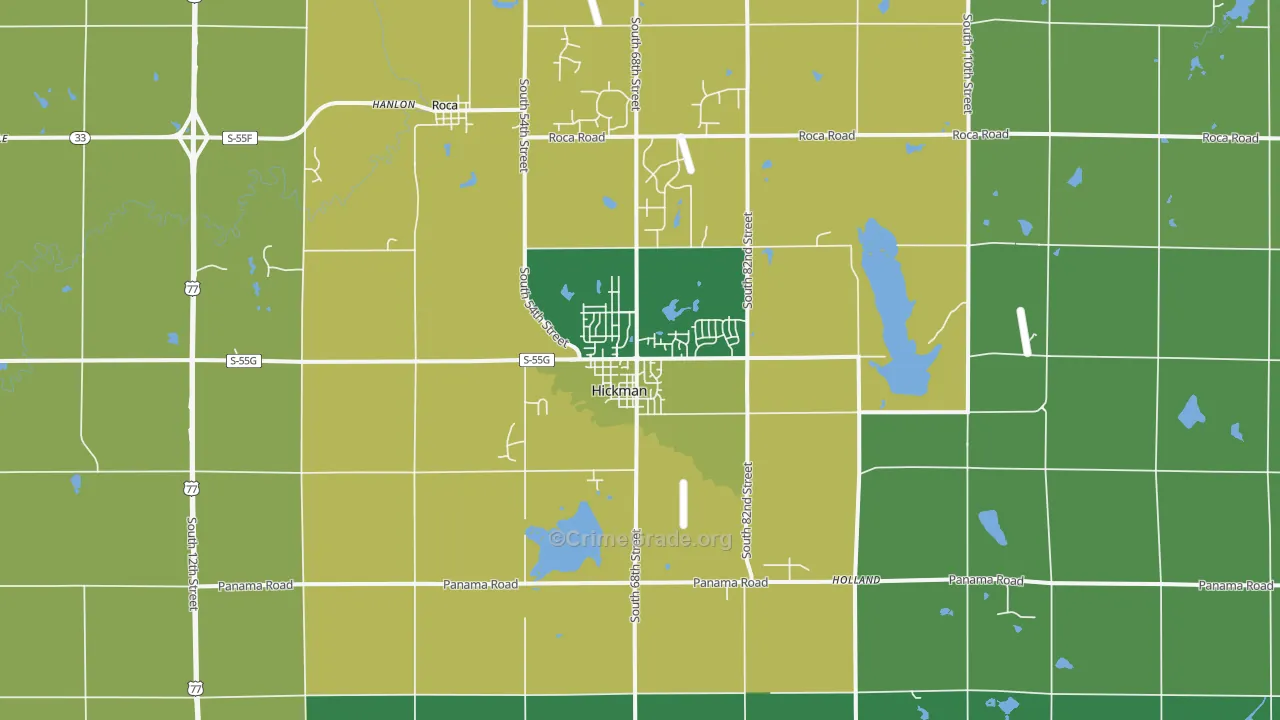 Hickman, NE Map of Assault Rates