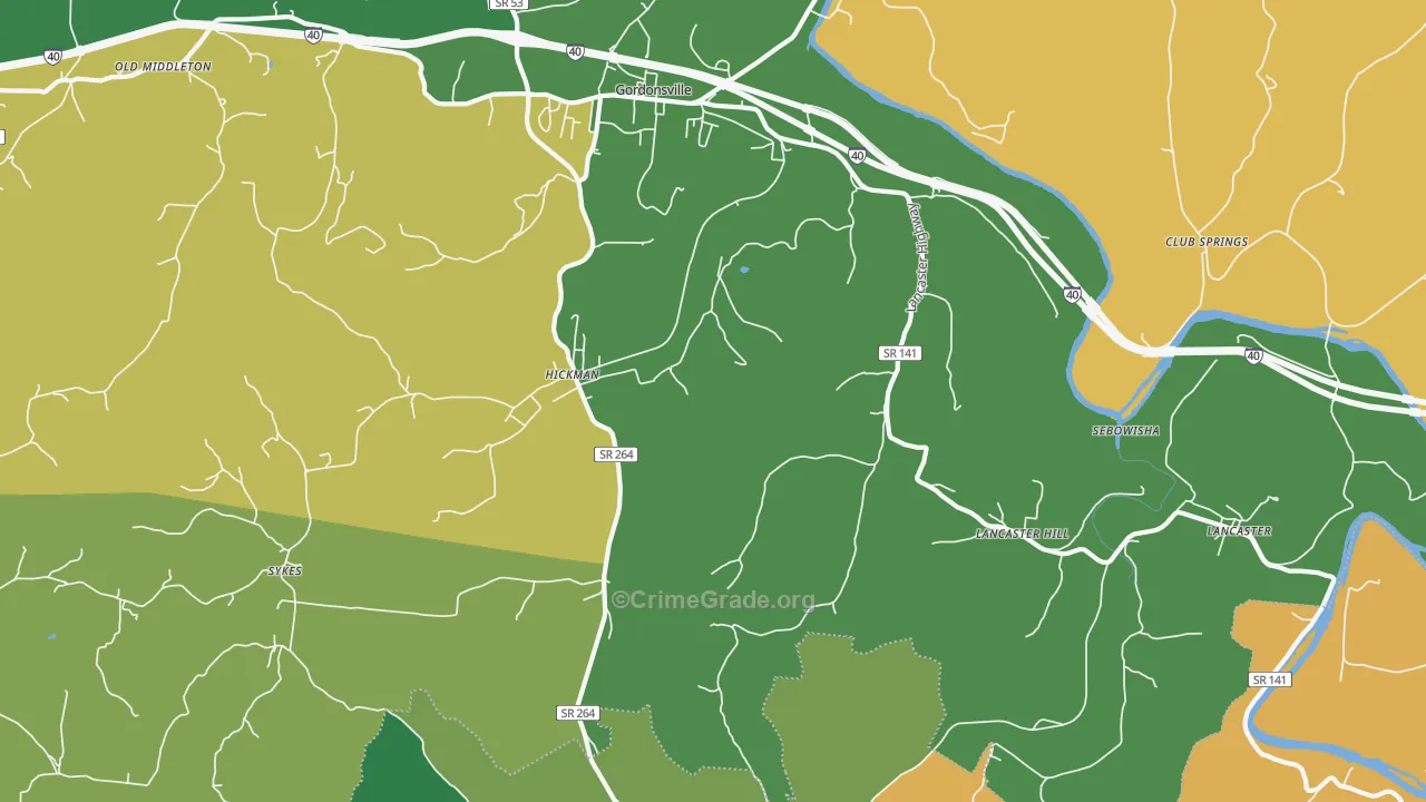 Hickman, TN Map of Assault Rates