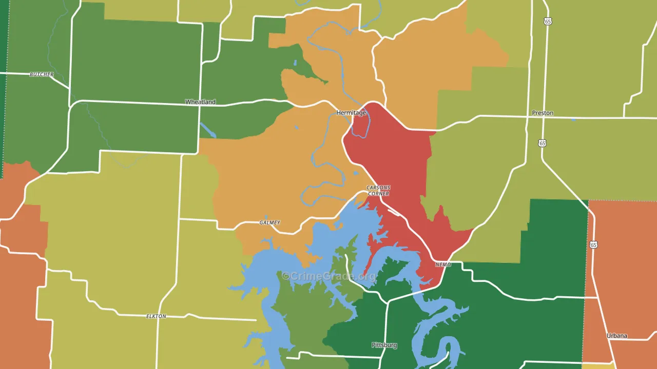 Hickory County, MO Map of Assault Rates