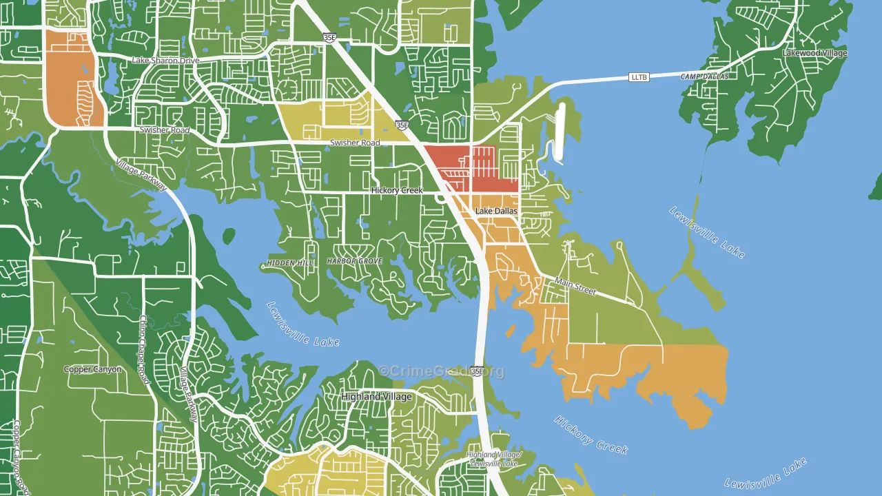 Hickory Creek, TX Map of Assault Rates