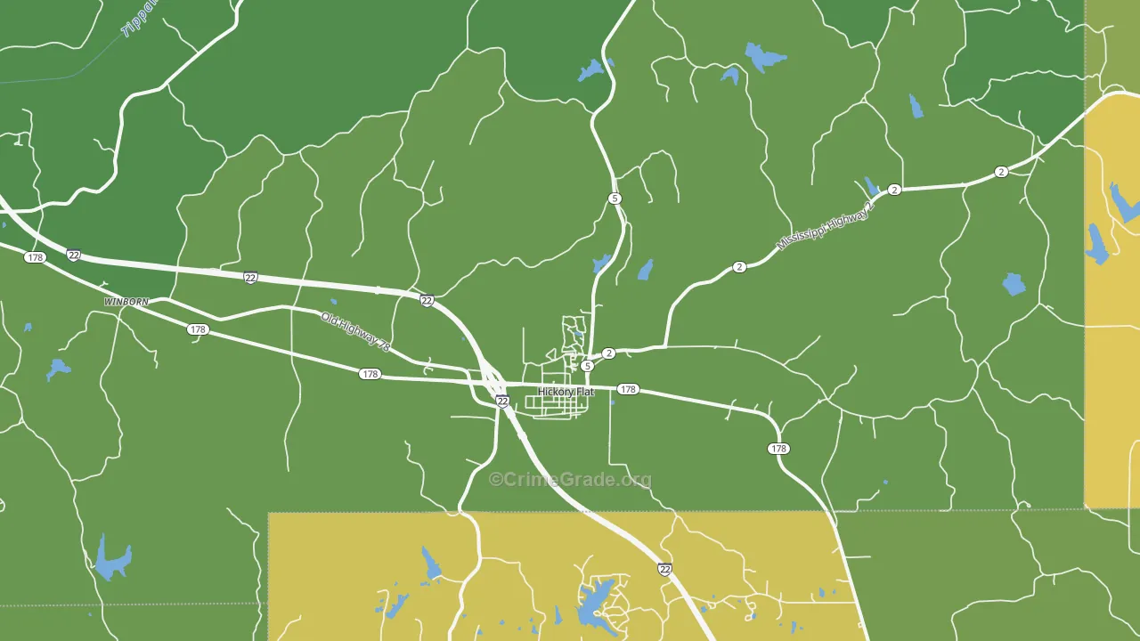 Hickory Flat, MS Map of Assault Rates