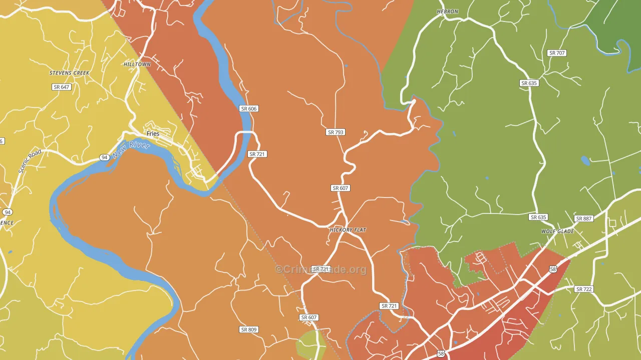 Hickory Flat, VA Map of Assault Rates