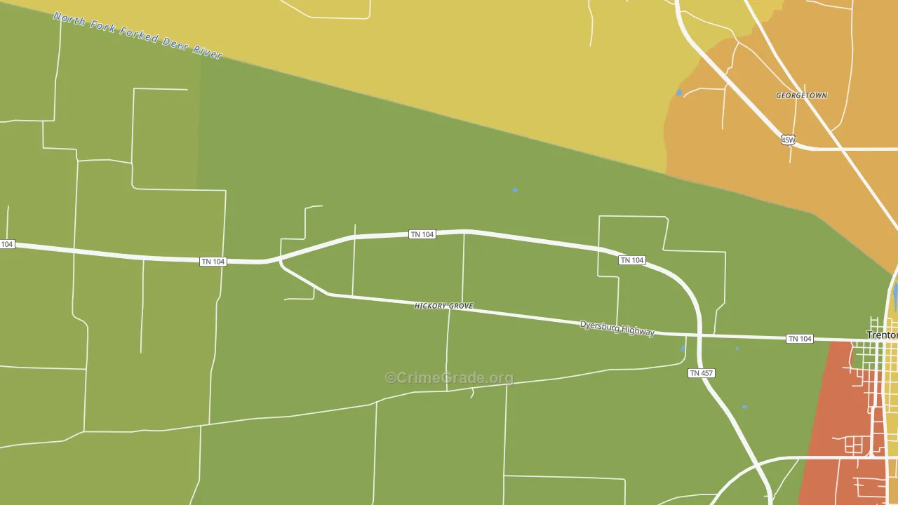 Hickory Grove, TN Map of Assault Rates