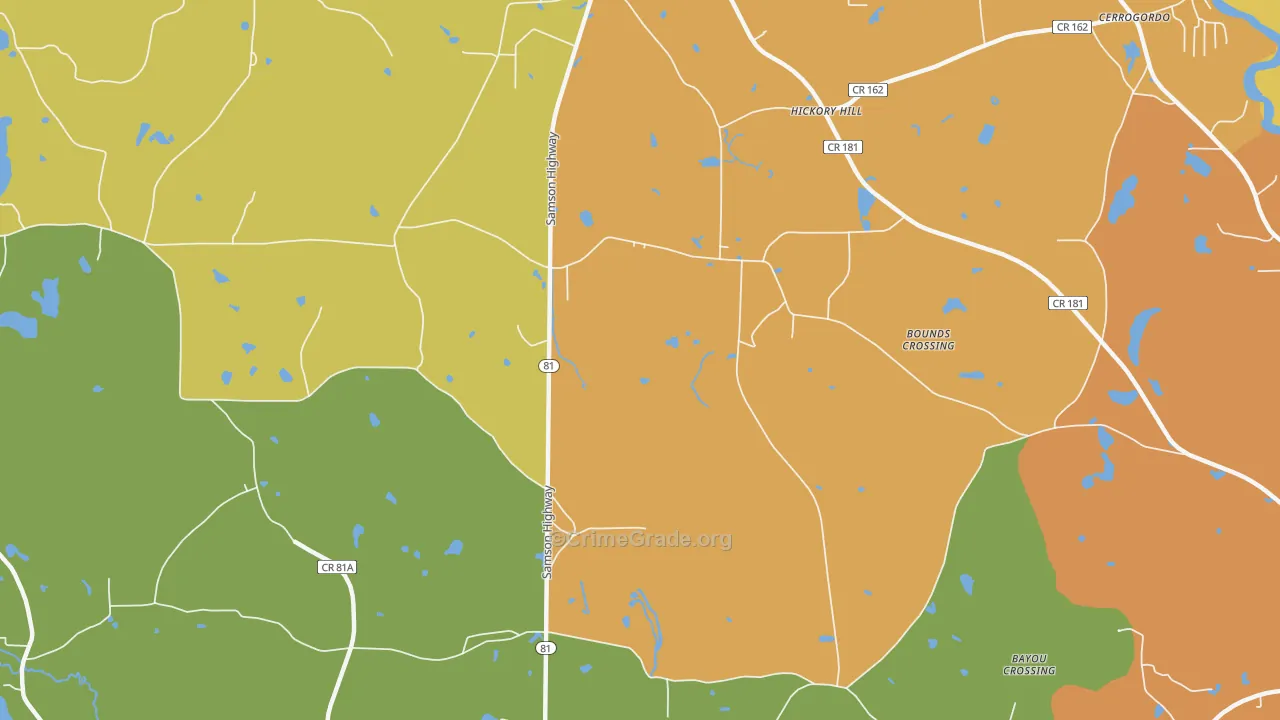 Hickory Hill, FL Map of Assault Rates