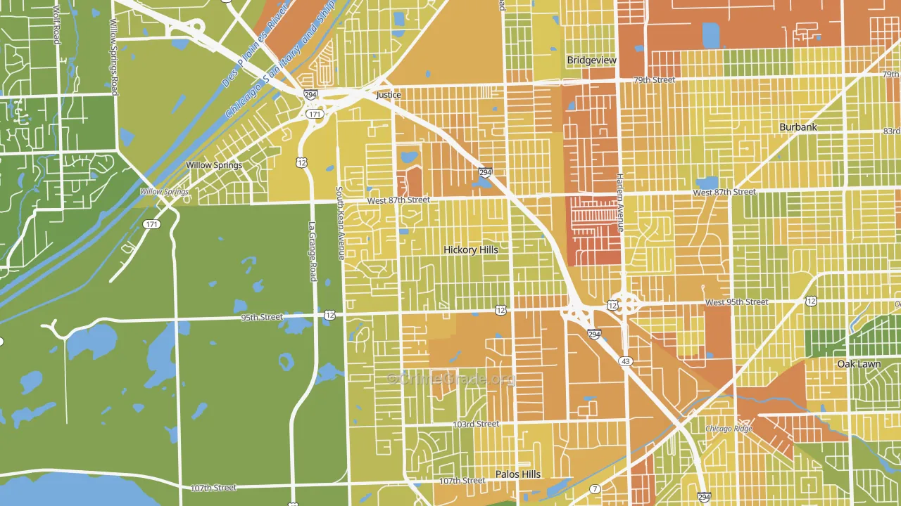Hickory Hills, IL Map of Assault Rates