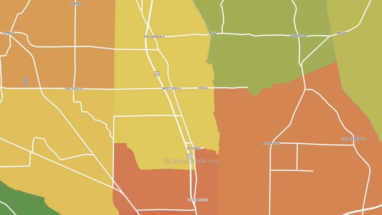 Hickory, KY Map of Assault Rates