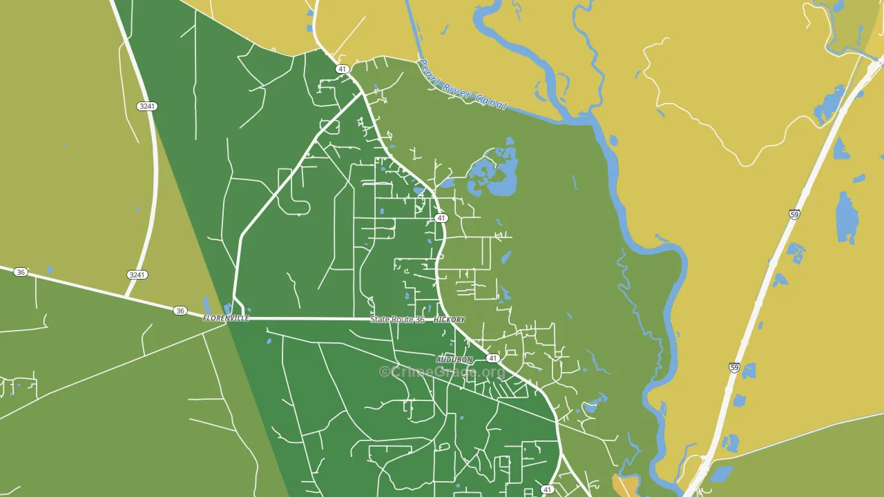 Hickory, LA Map of Assault Rates