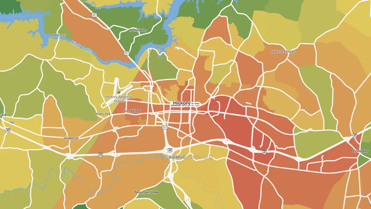 Hickory, NC Map of Assault Rates
