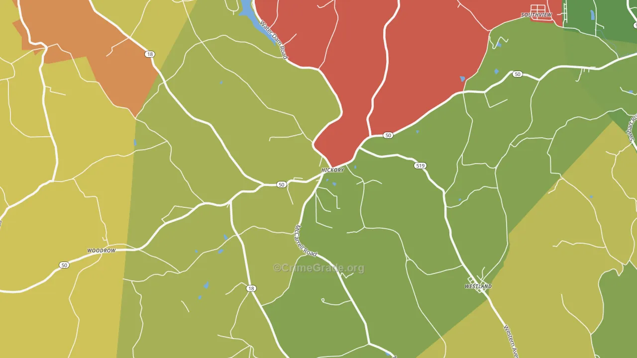Hickory, PA Map of Assault Rates