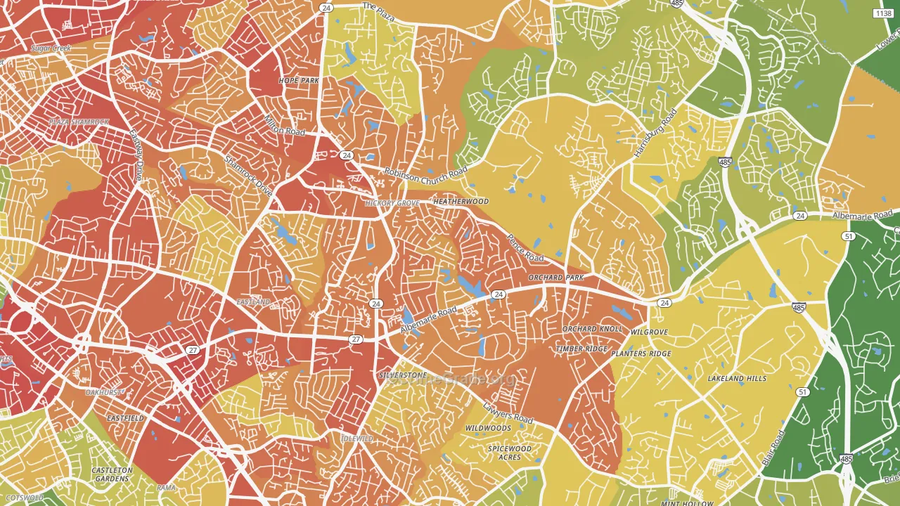 Hickory Ridge, Charlotte, NC Map of Assault Rates