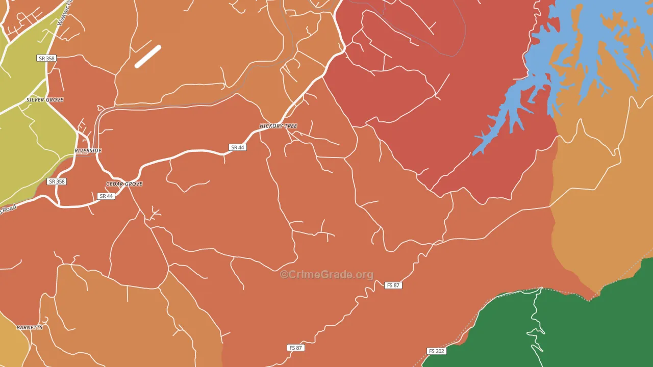 Hickory Tree, TN Map of Assault Rates
