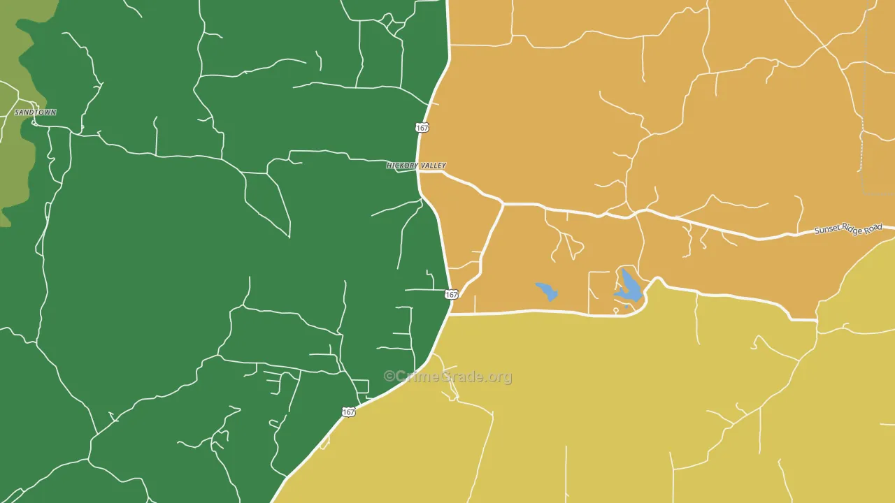 Hickory Valley, AR Map of Assault Rates
