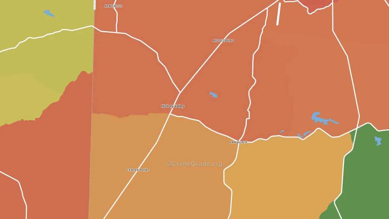 Hickory Valley, TN Map of Assault Rates