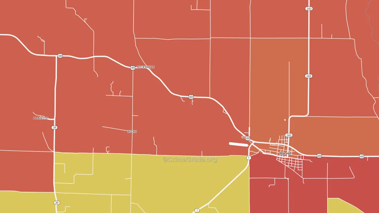 Hicks, AR Map of Assault Rates