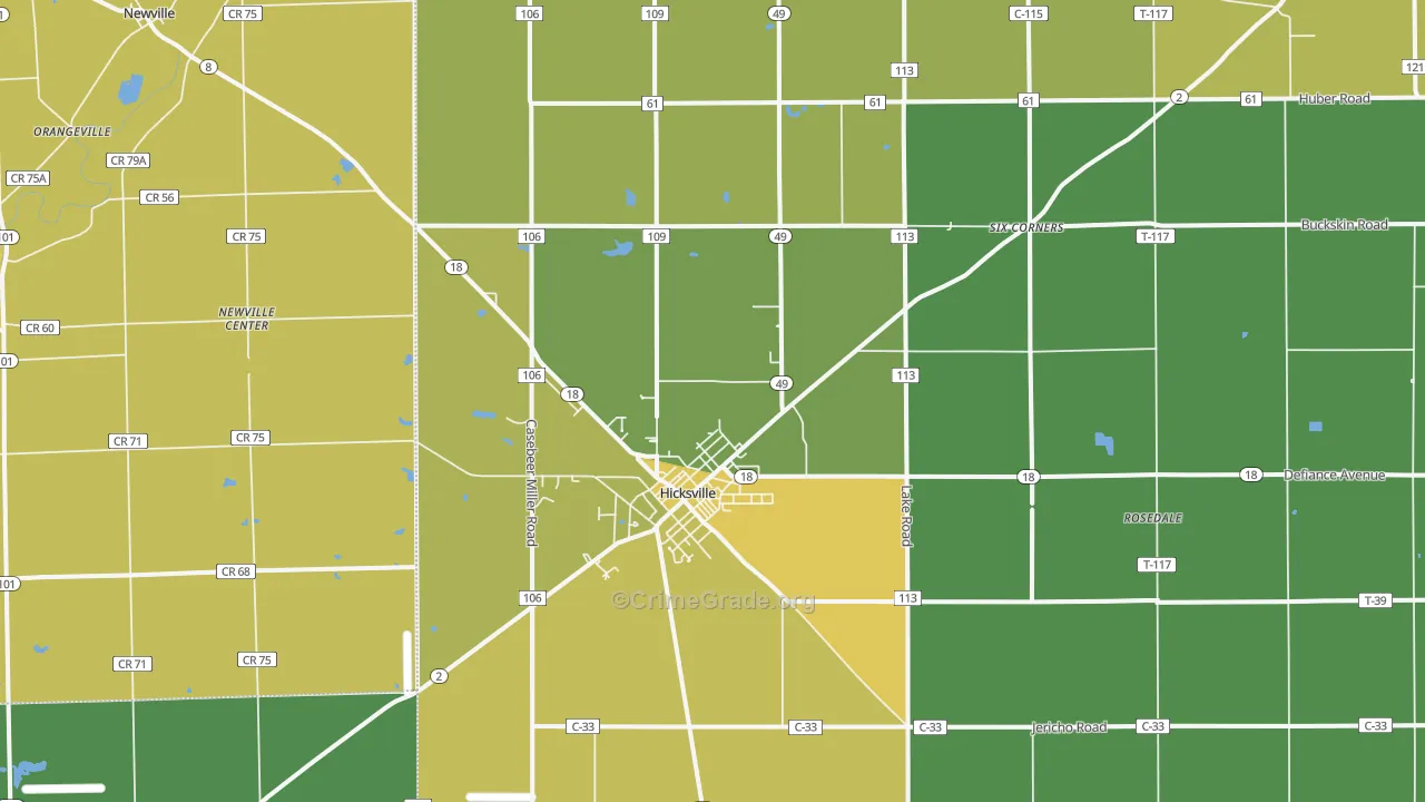 Hicksville, OH Map of Assault Rates