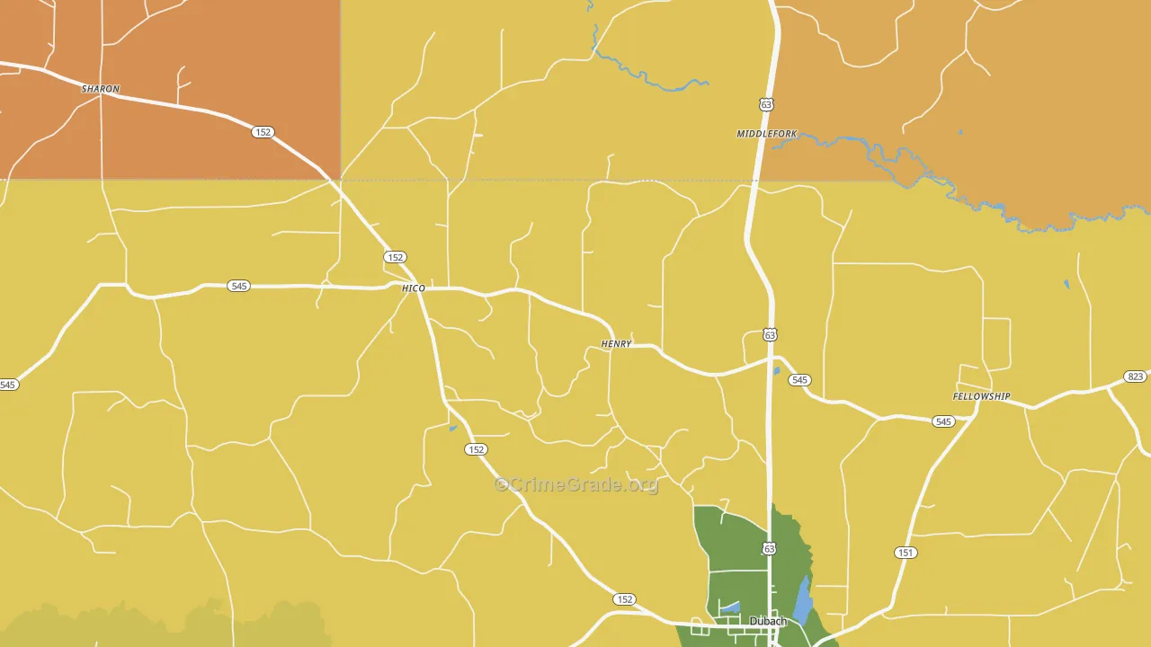 Hico, LA Map of Assault Rates