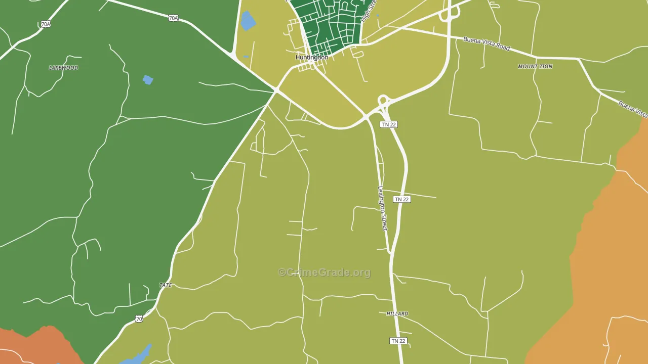 Hico, TN Map of Assault Rates