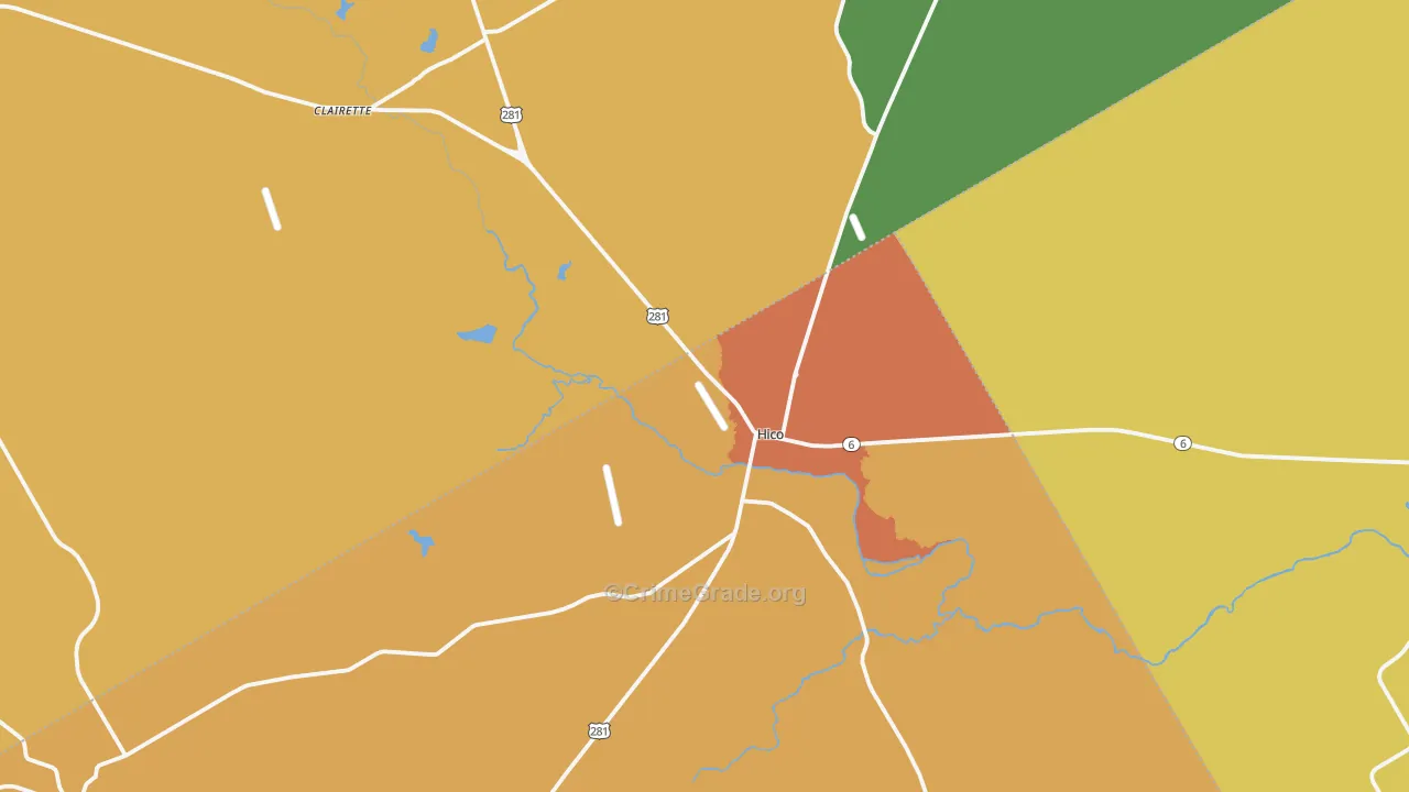 Hico, TX Map of Assault Rates