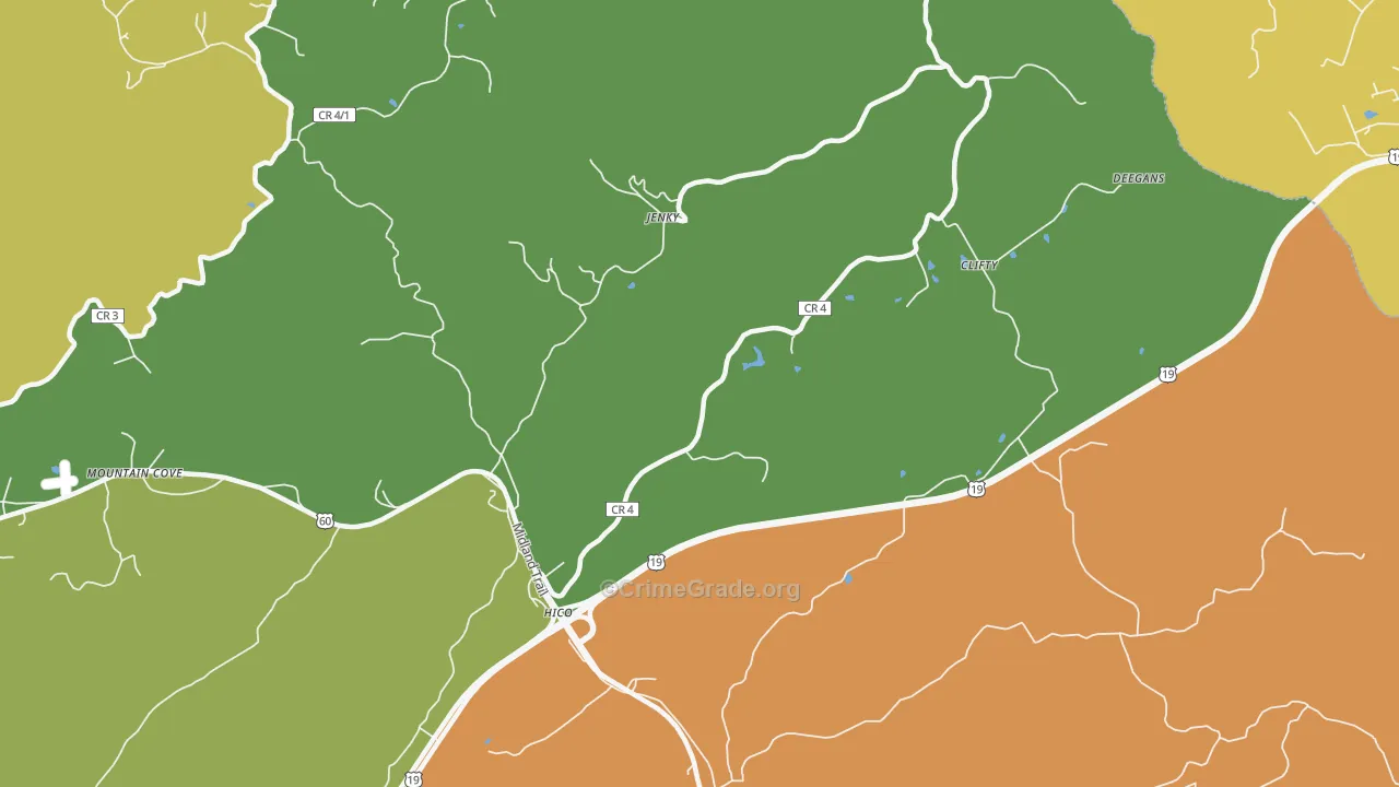 Hico, WV Map of Assault Rates
