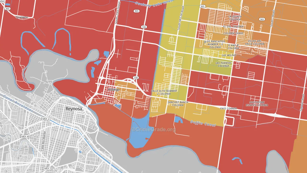 Hidalgo, TX Map of Assault Rates