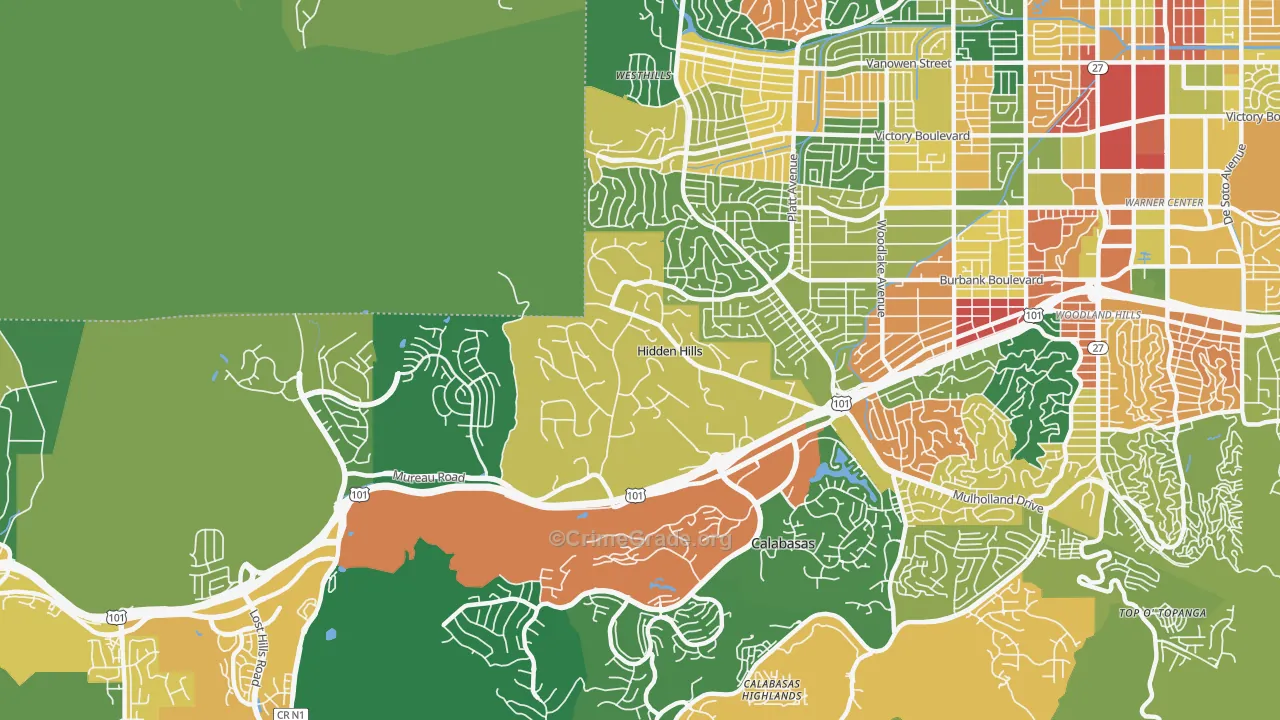 Hidden Hills, CA Map of Assault Rates