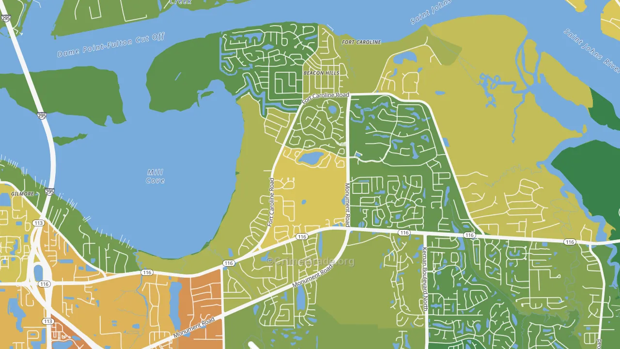 Hidden Hills, Jacksonville, FL Map of Assault Rates