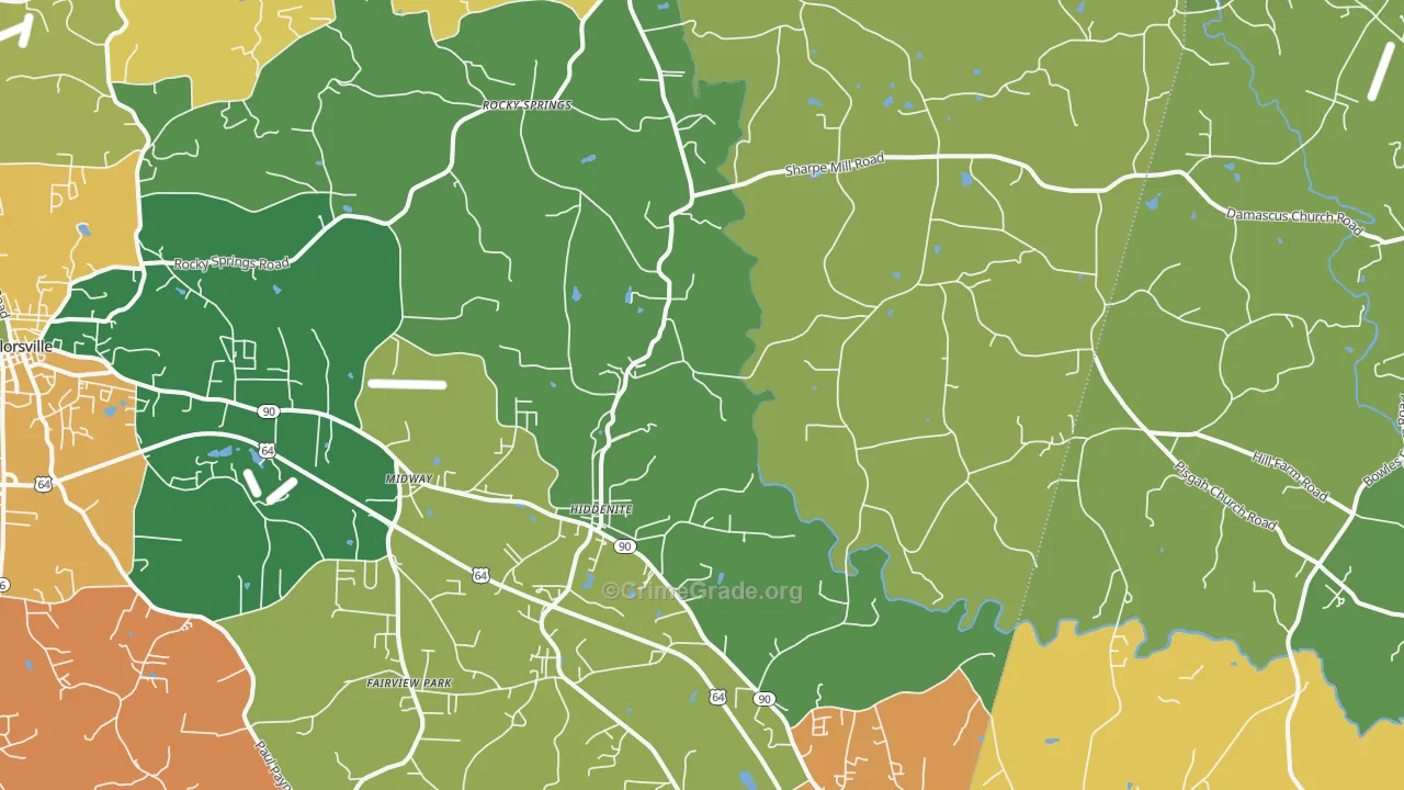 Hiddenite, NC Map of Assault Rates