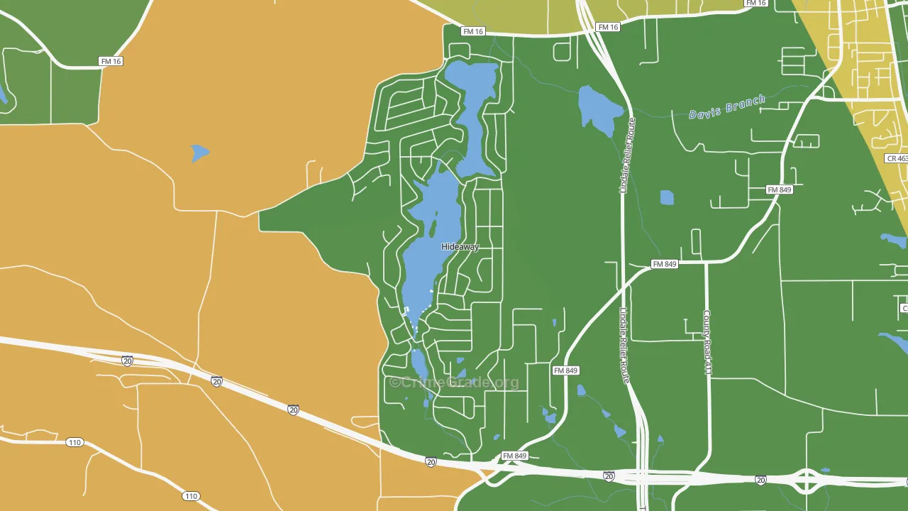 Hideaway, TX Map of Assault Rates