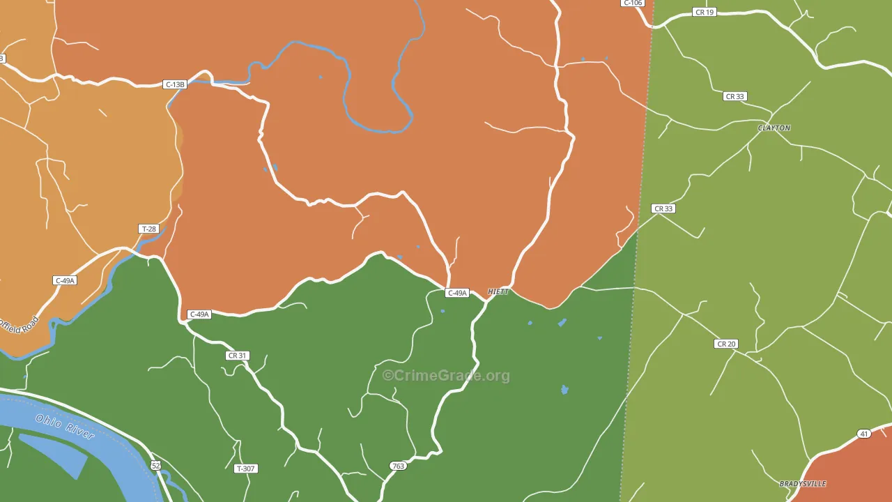 Hiett, OH Map of Assault Rates