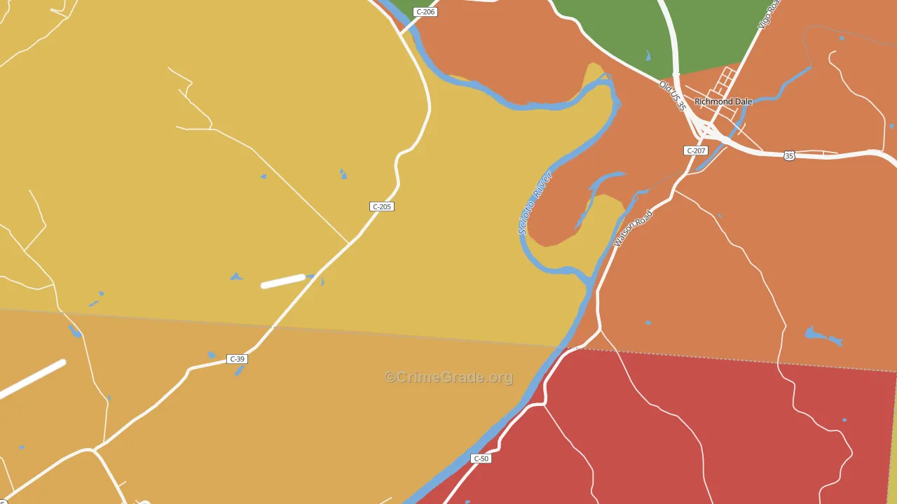 Higby, OH Map of Assault Rates