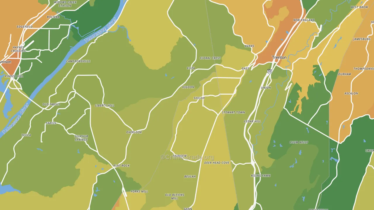 Higdon, AL Map of Assault Rates
