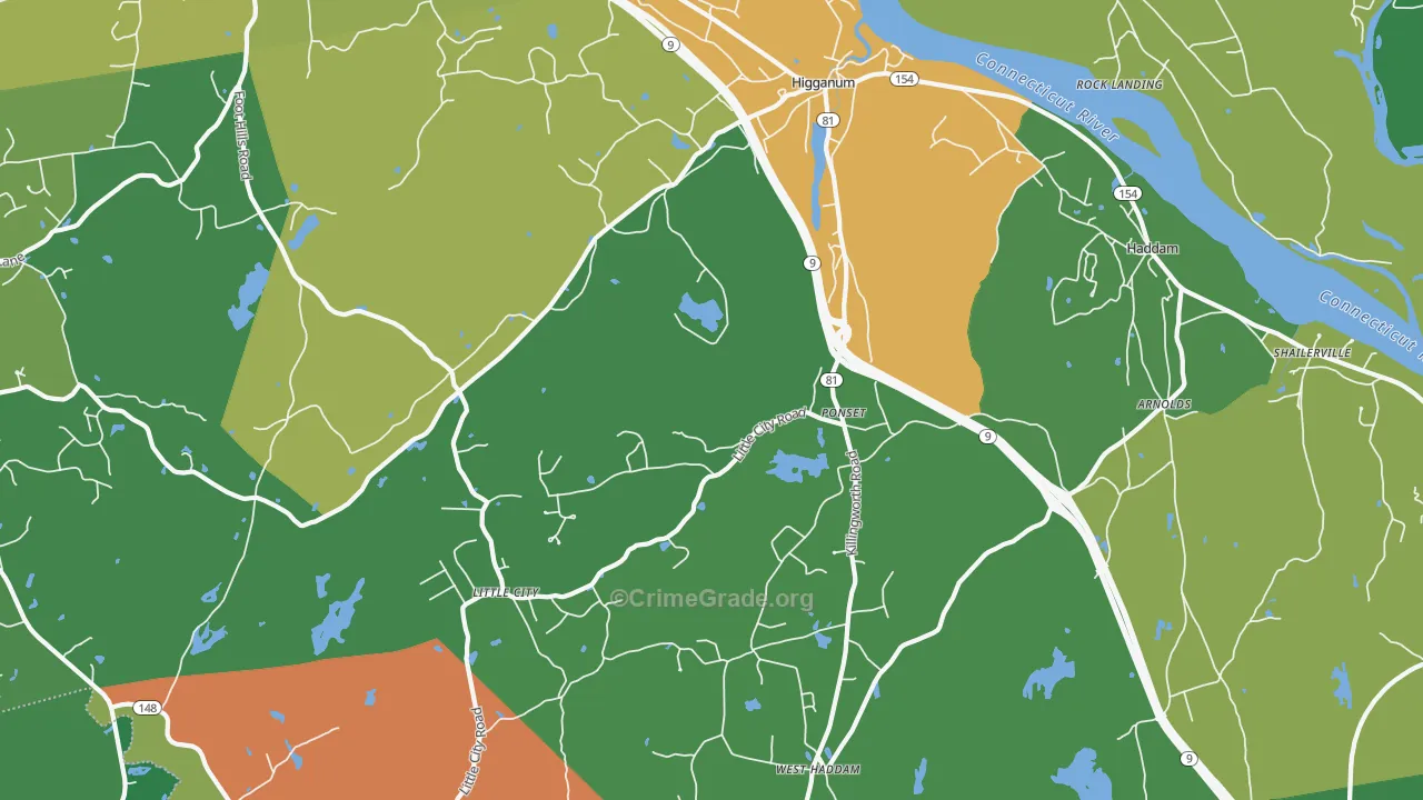 Higganum, CT Map of Assault Rates