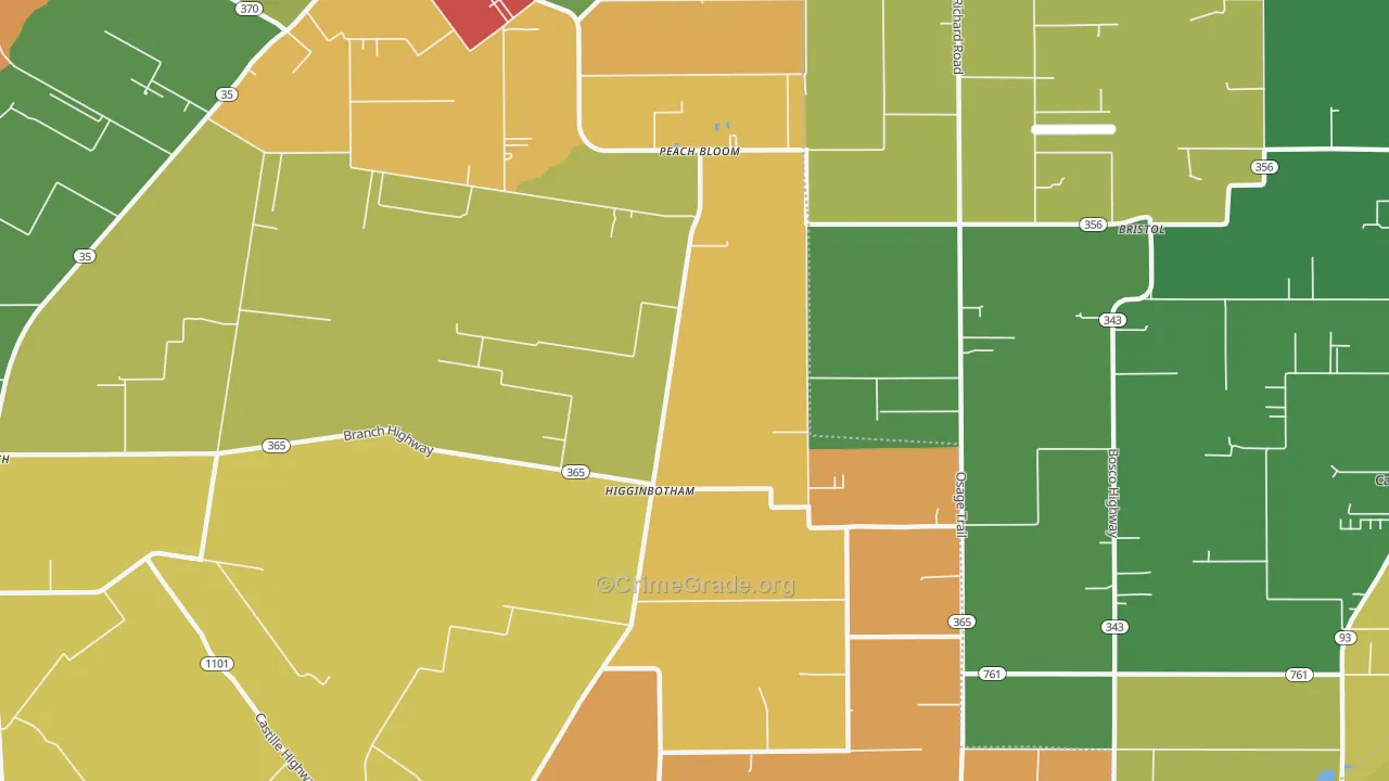 Higginbotham, LA Map of Assault Rates