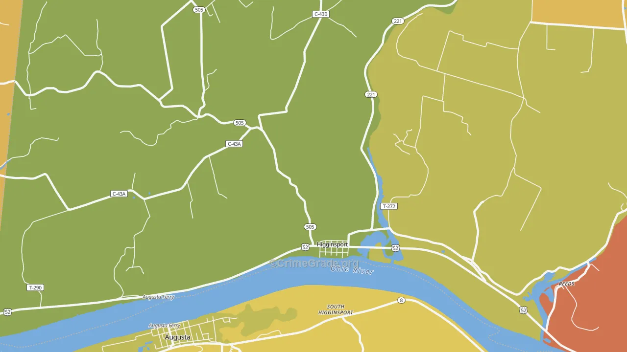 Higginsport, OH Map of Assault Rates