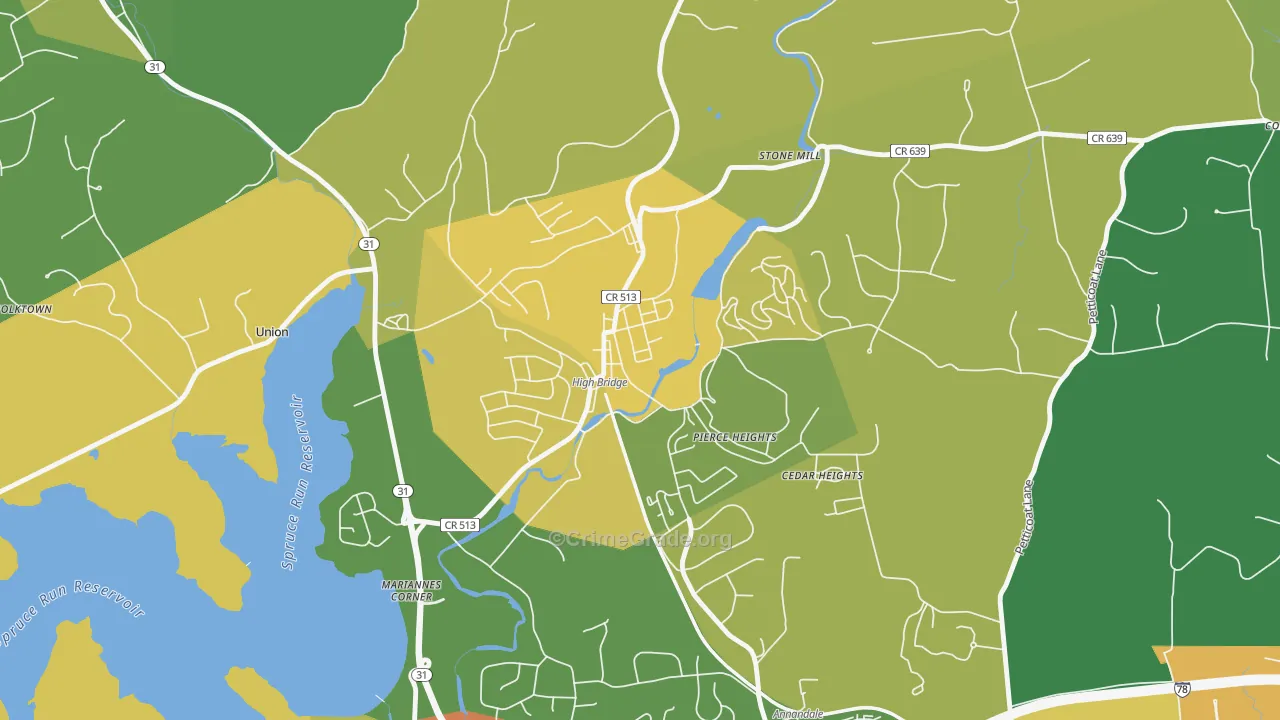 High Bridge, NJ Map of Assault Rates
